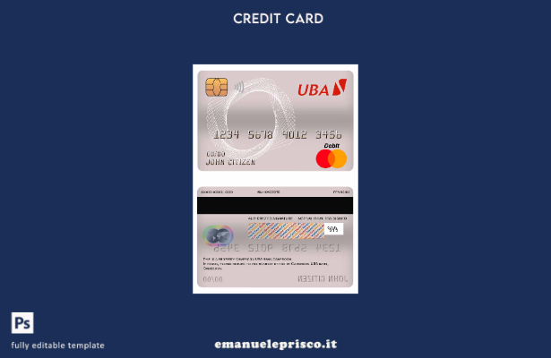 modello di carta di debito principale della banca UBA del Camerun stile verifica